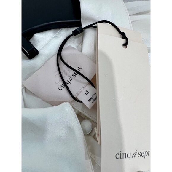 NWTD CINQ À SEPT Size M Evan Oversize Silk Top In Ivory MSRP $395 - Picture 3 of 15